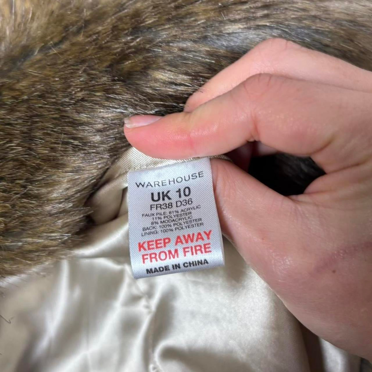 Y2K faux fur coat animal print brown uk 10 Warehouse