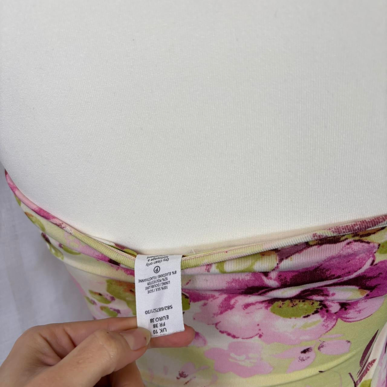 Y2k fairy dress silk blend asymmetric hem floral uk 10