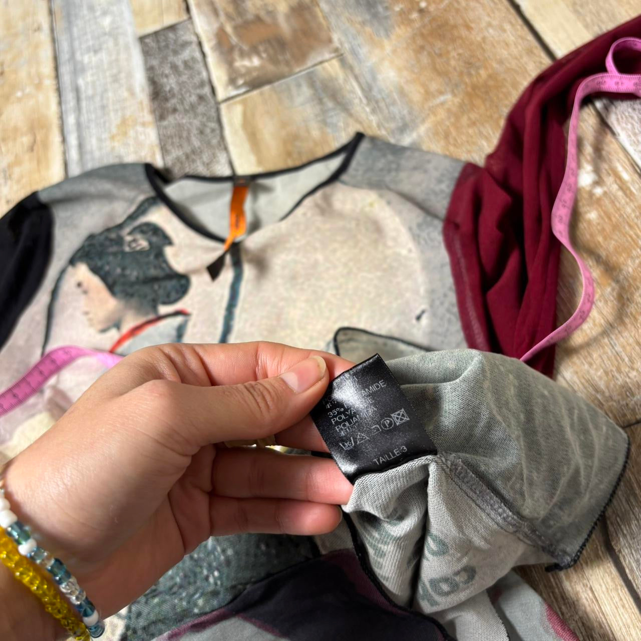 Y2k Cop Copine geisha long sleeve mesh top sheer graphic