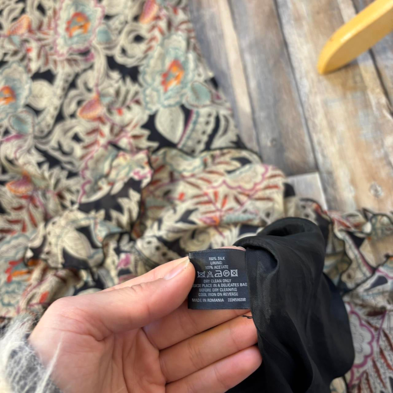 Y2K Coast silk midi dress floral ruffle hem uk 14