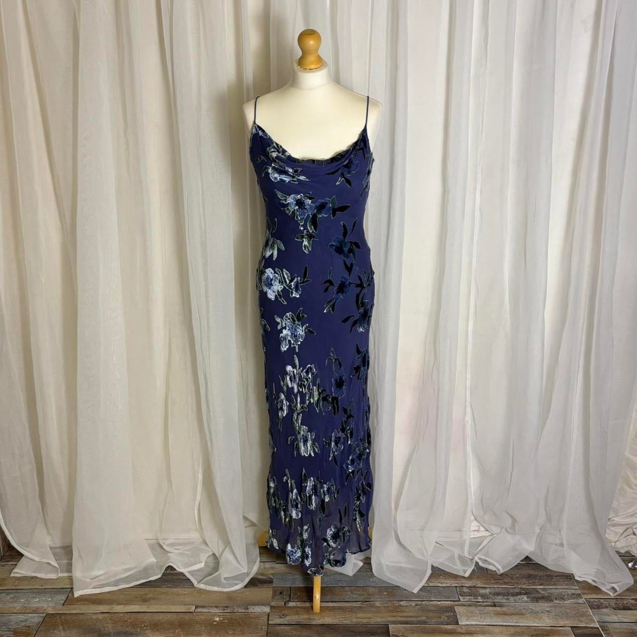 Monsoon Y2K maxi dress silk blend velvet devore uk 12