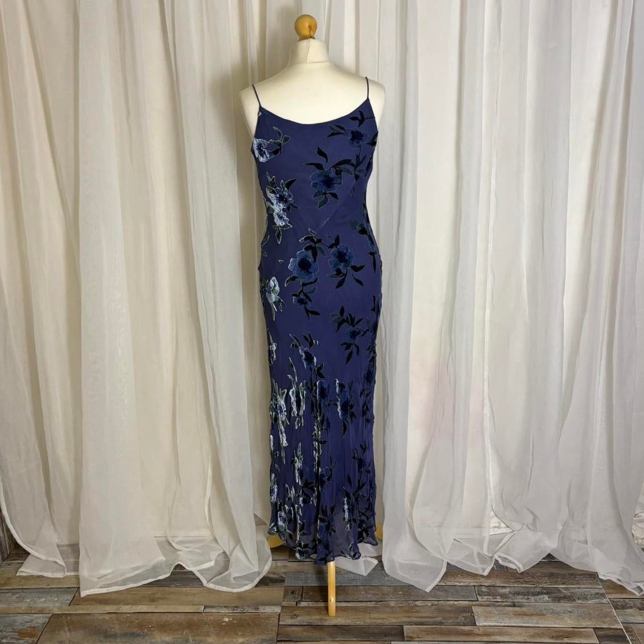 Monsoon Y2K maxi dress silk blend velvet devore uk 12