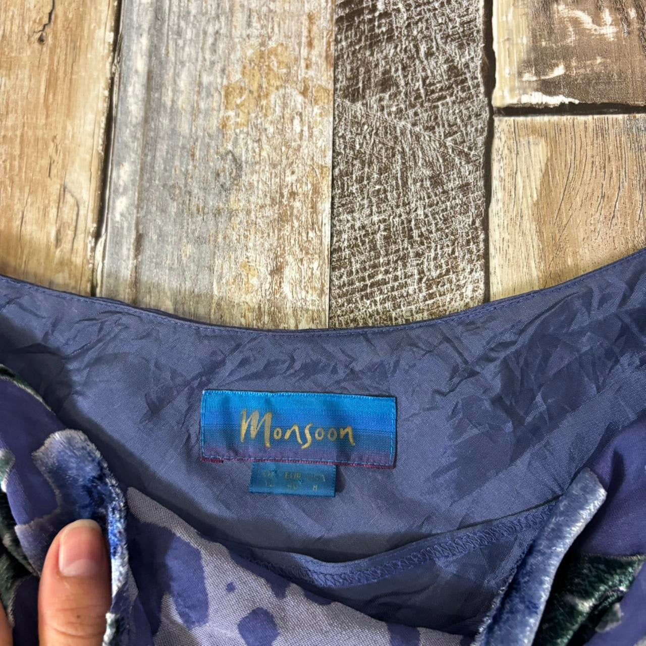 Monsoon Y2K maxi dress silk blend velvet devore uk 12