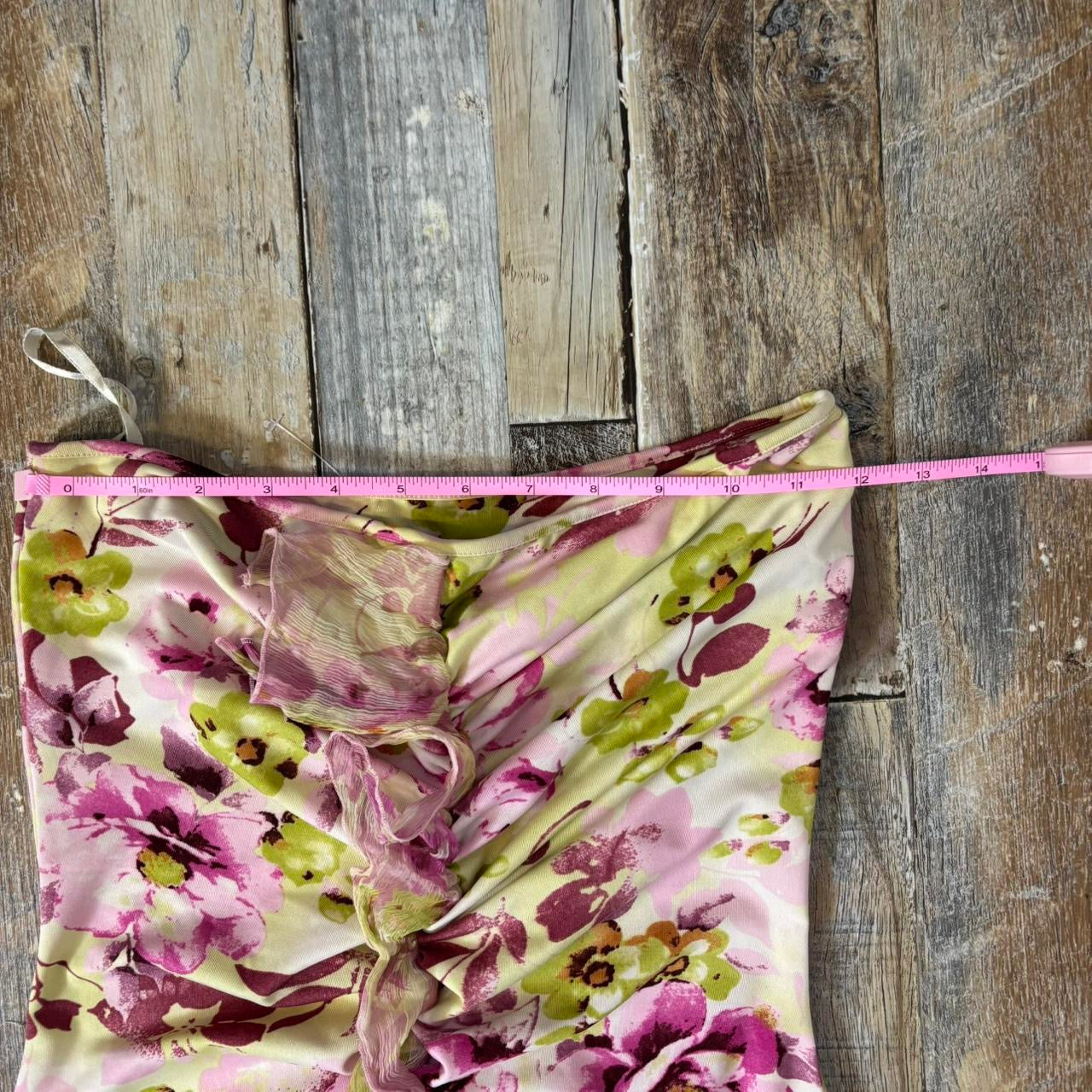 Y2k fairy dress silk blend asymmetric hem floral uk 10