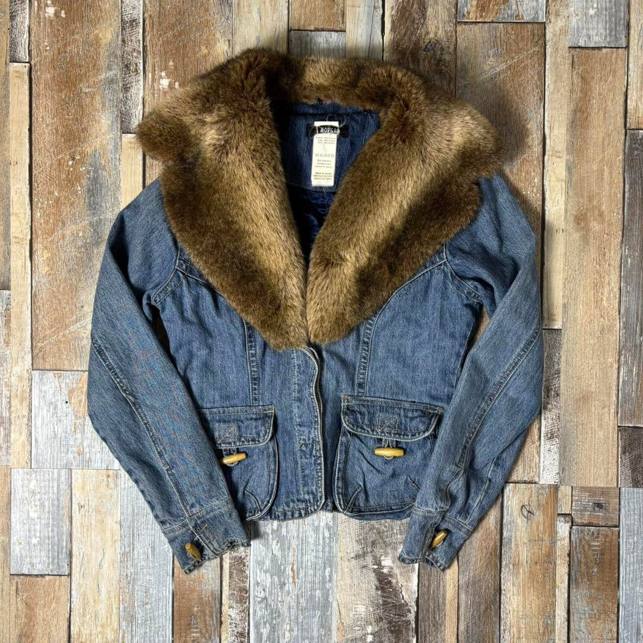Y2K Morgan de Toi denim jacket brown faux collar size M