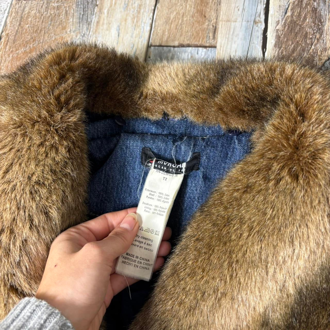 Y2K Morgan de Toi denim jacket brown faux collar size M