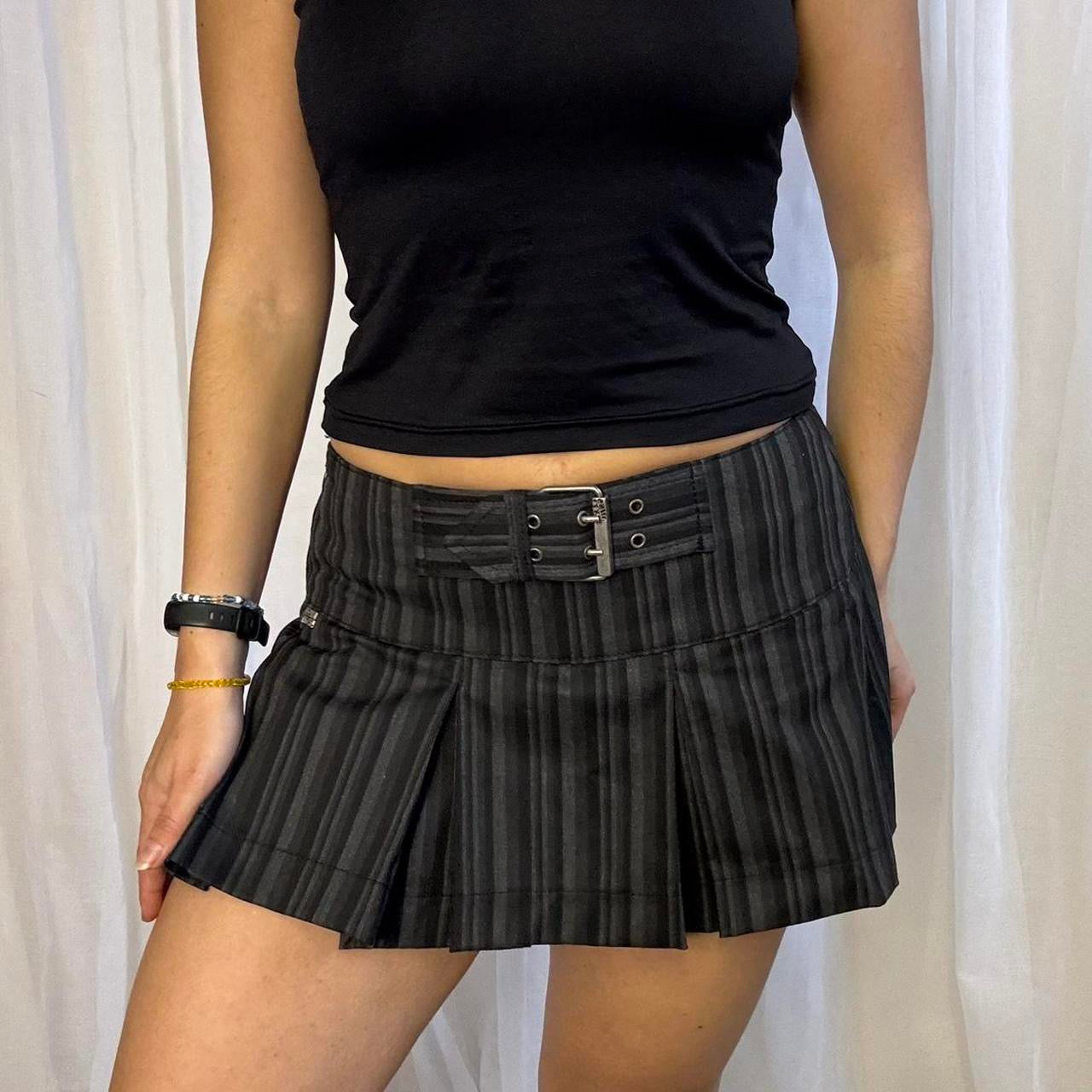 Y2k Miss Sixty mini skirt pleated skirt pinstripe low rise size S