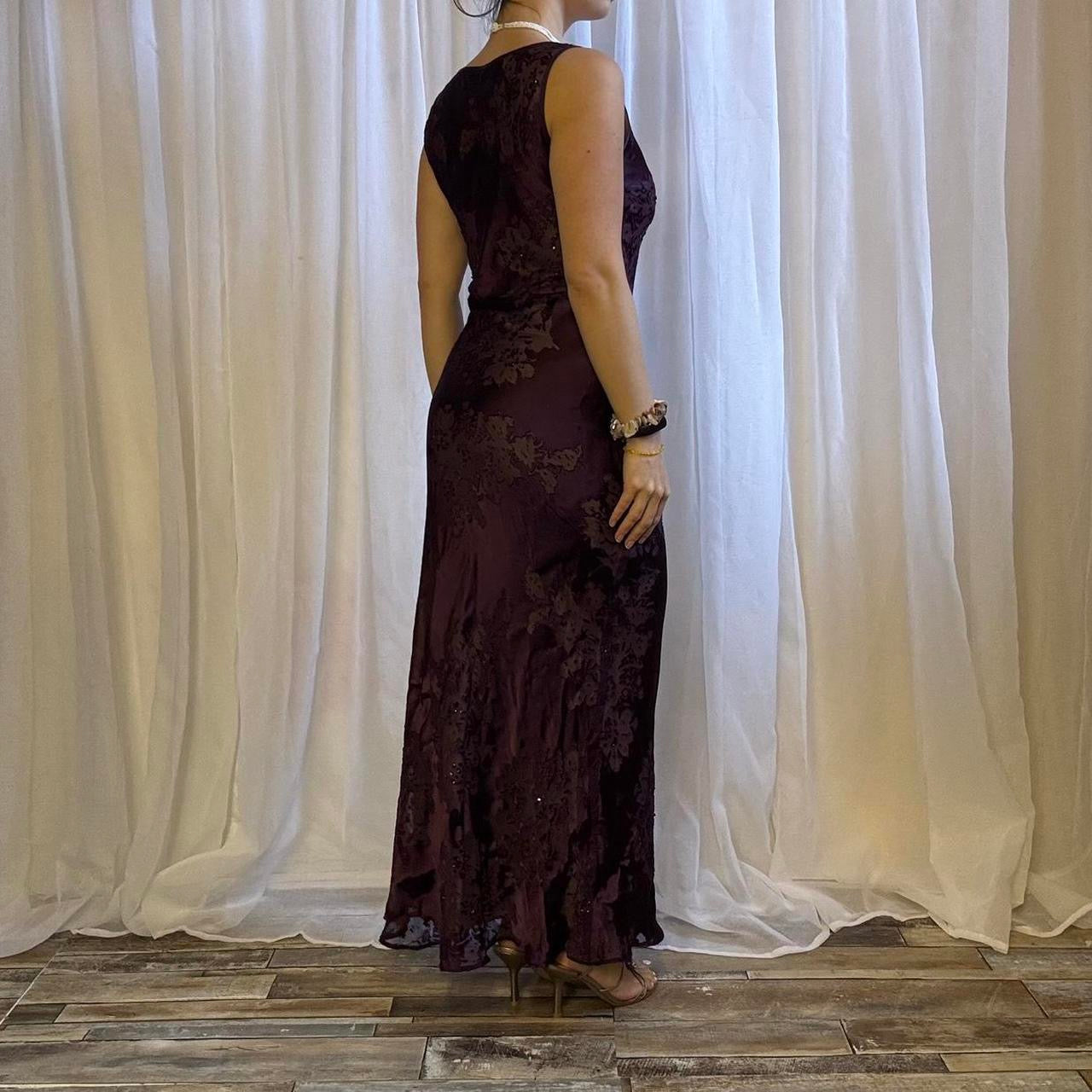 Y2K Phase Eight silk blend maxi dress purple floral uk 10