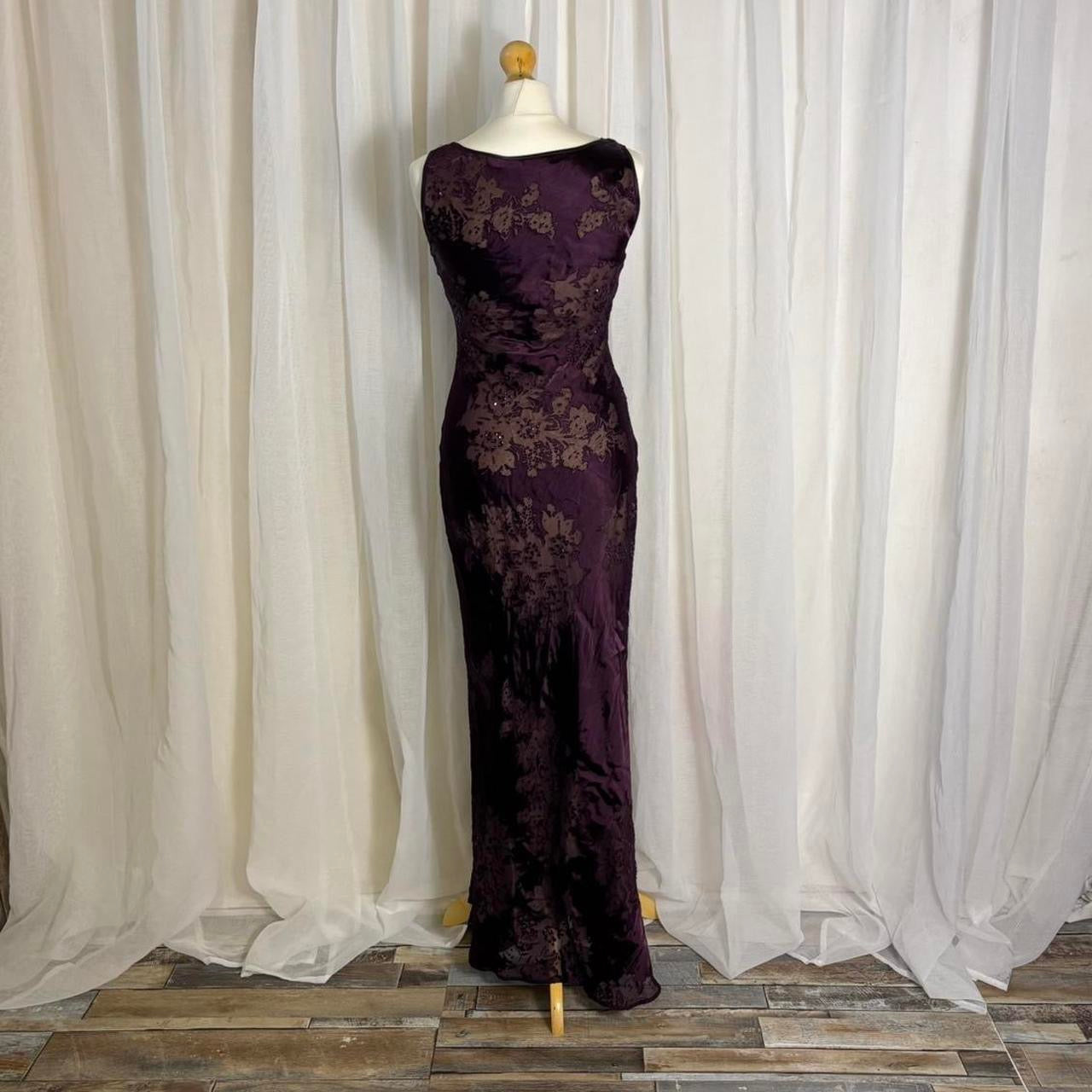 Y2K Phase Eight silk blend maxi dress purple floral uk 10