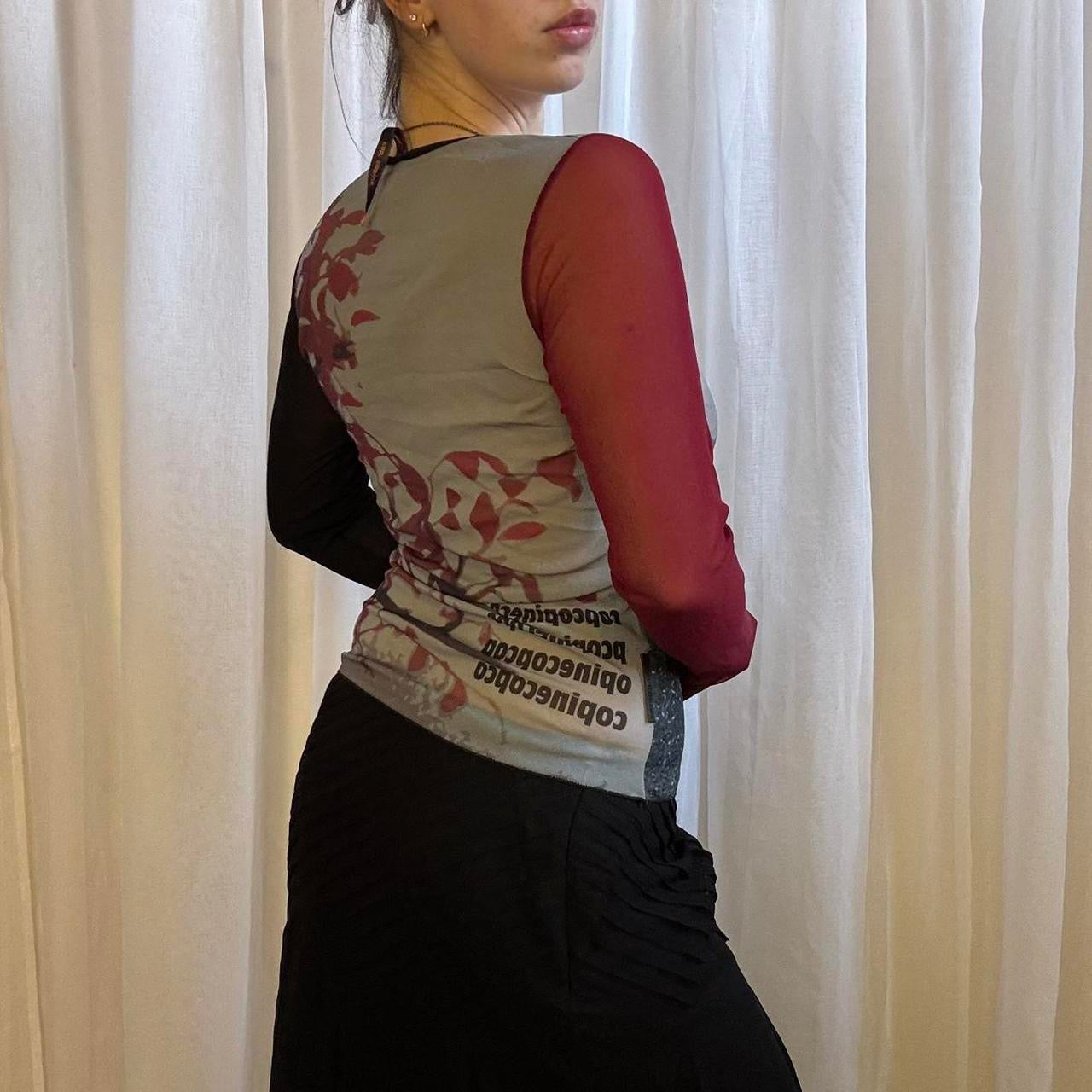 Y2k Cop Copine geisha long sleeve mesh top sheer graphic