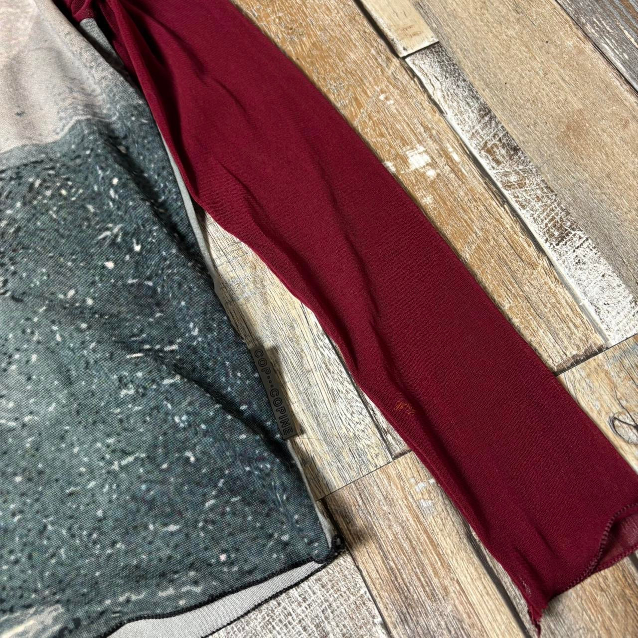 Y2k Cop Copine geisha long sleeve mesh top sheer graphic