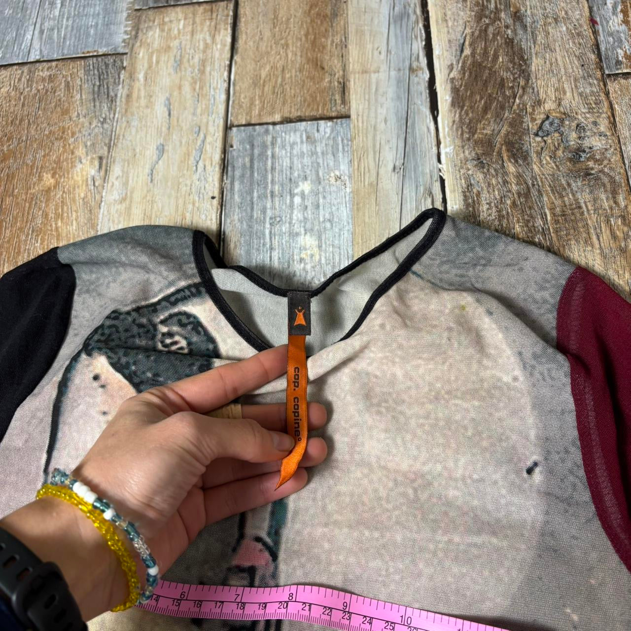 Y2k Cop Copine geisha long sleeve mesh top sheer graphic