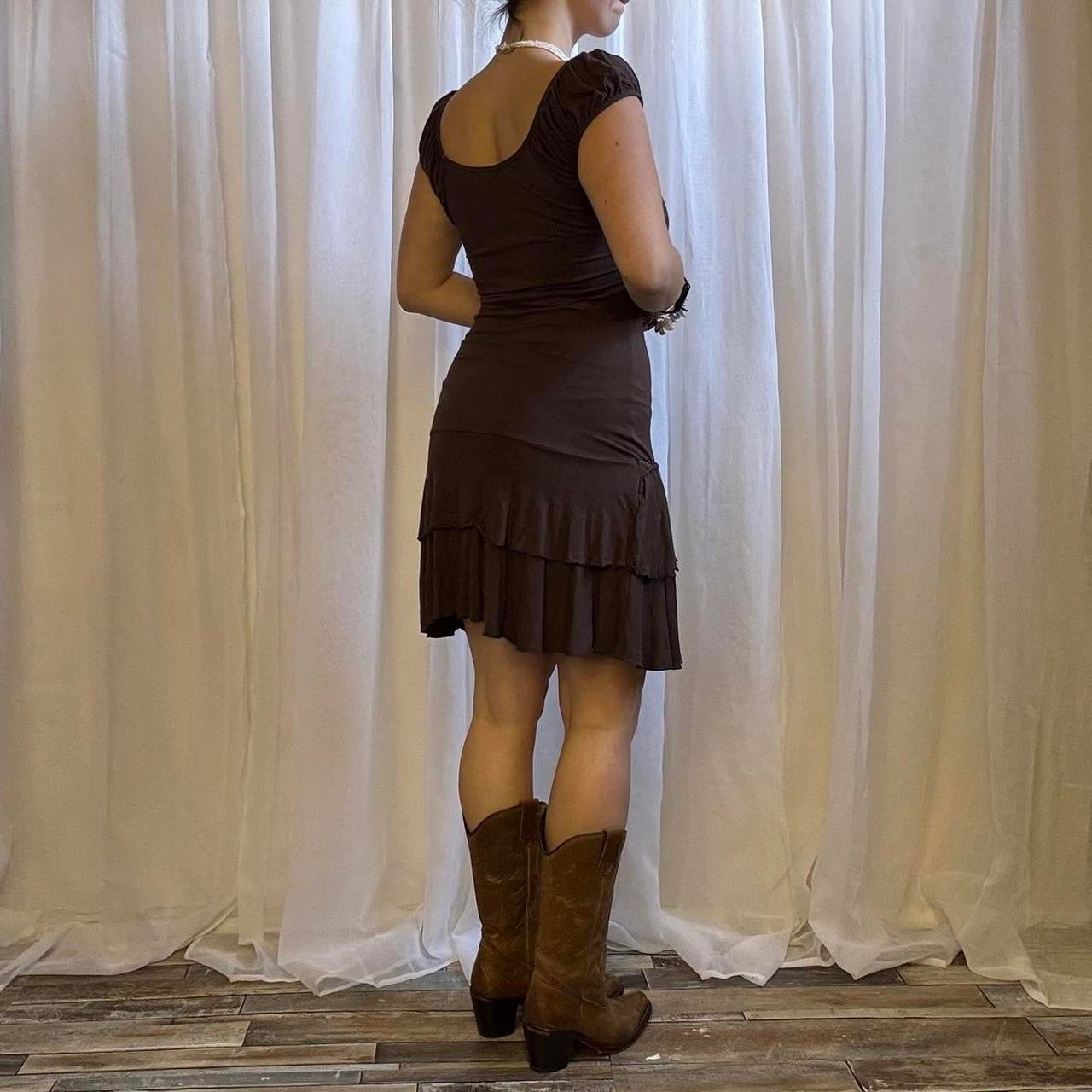 Y2K Jane Norman milkmaid style dress brown boho uk 12