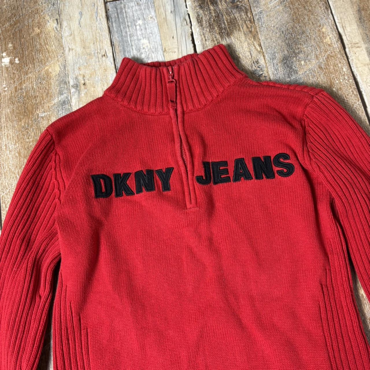 Y2K DKNY quarter zip knit pullover red jumper size L