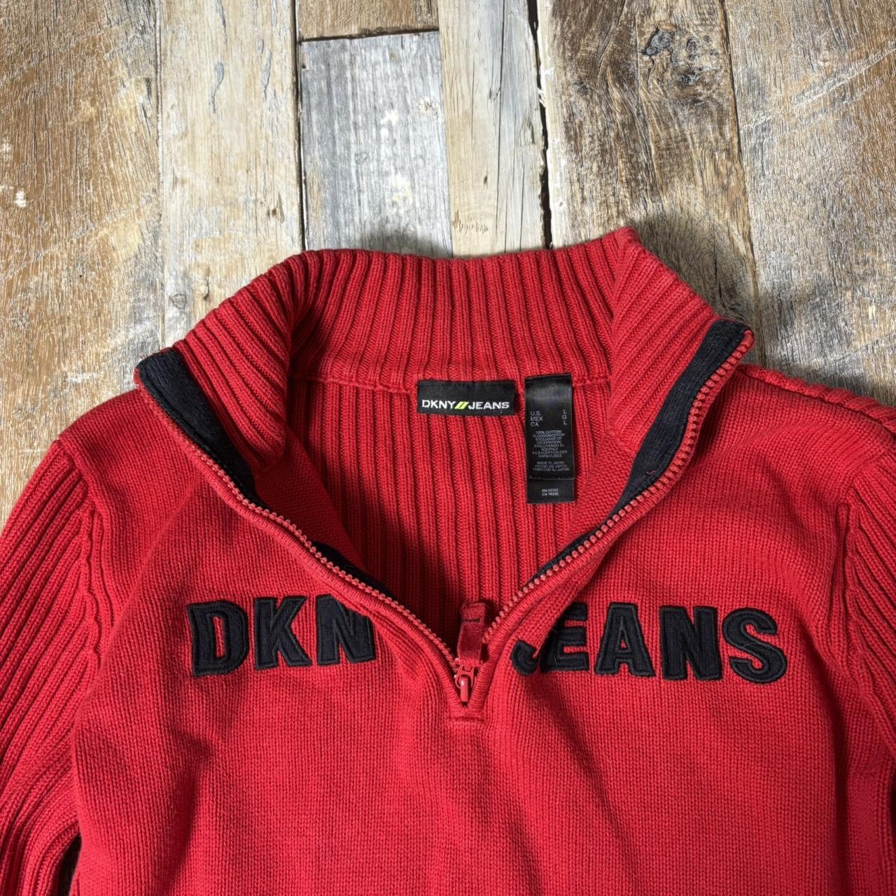 Y2K DKNY quarter zip knit pullover red jumper size L
