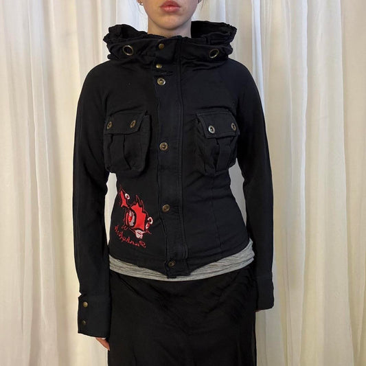 Y2K Punkyfish cyberpunk jacket black button up funnel neck