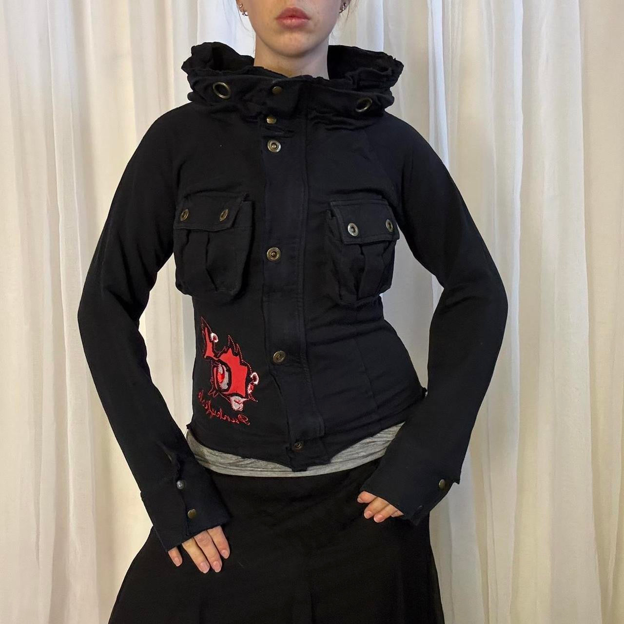 Y2K Punkyfish cyberpunk jacket black button up funnel neck