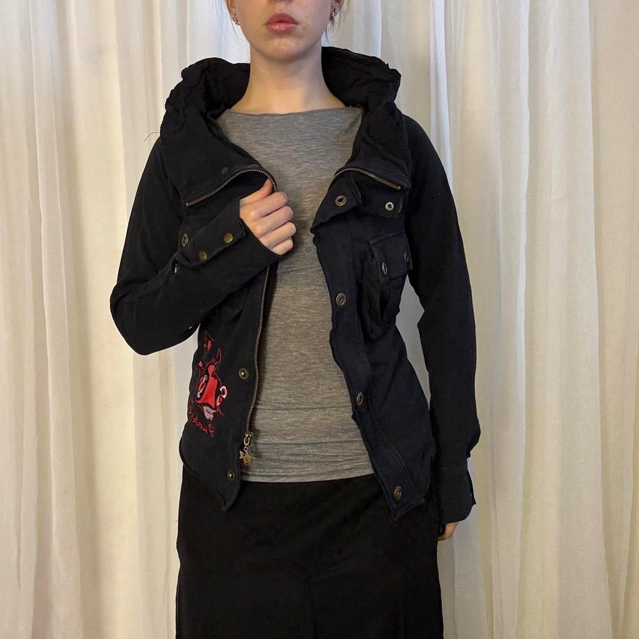 Y2K Punkyfish cyberpunk jacket black button up funnel neck