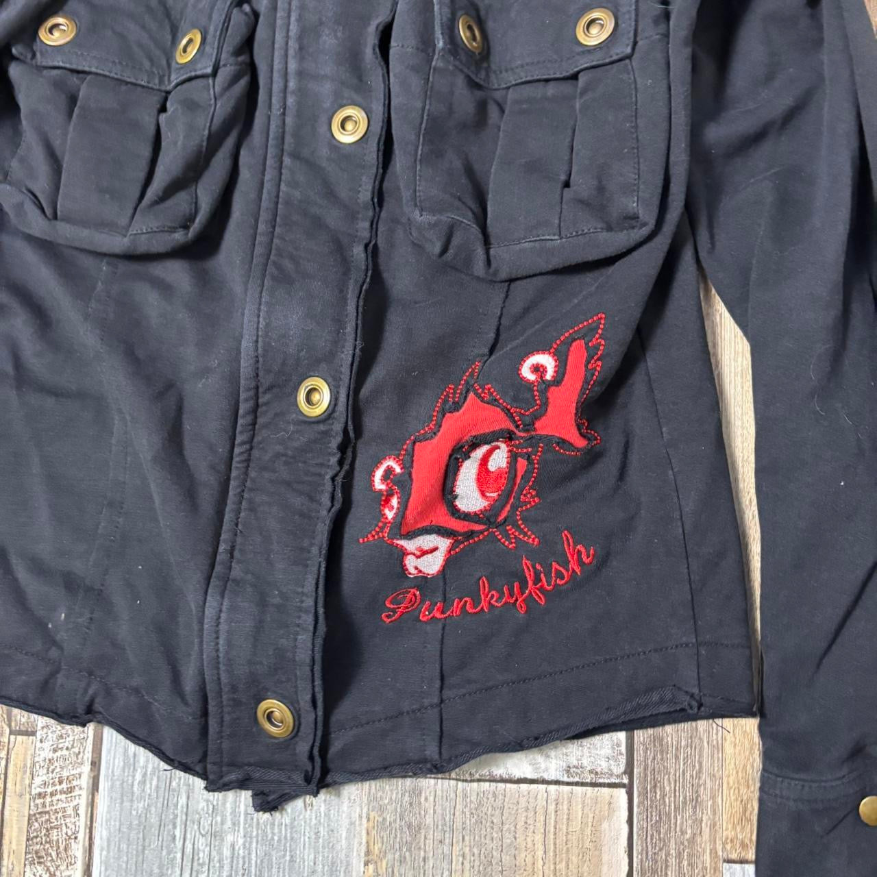 Y2K Punkyfish cyberpunk jacket black button up funnel neck