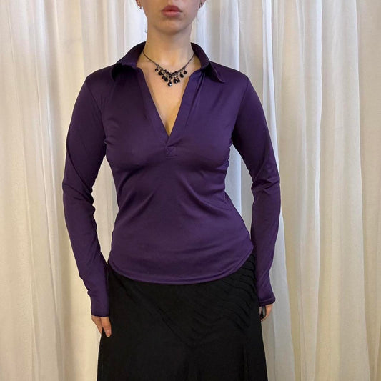 Y2k purple long sleeve shirt lightweight gothic size 10