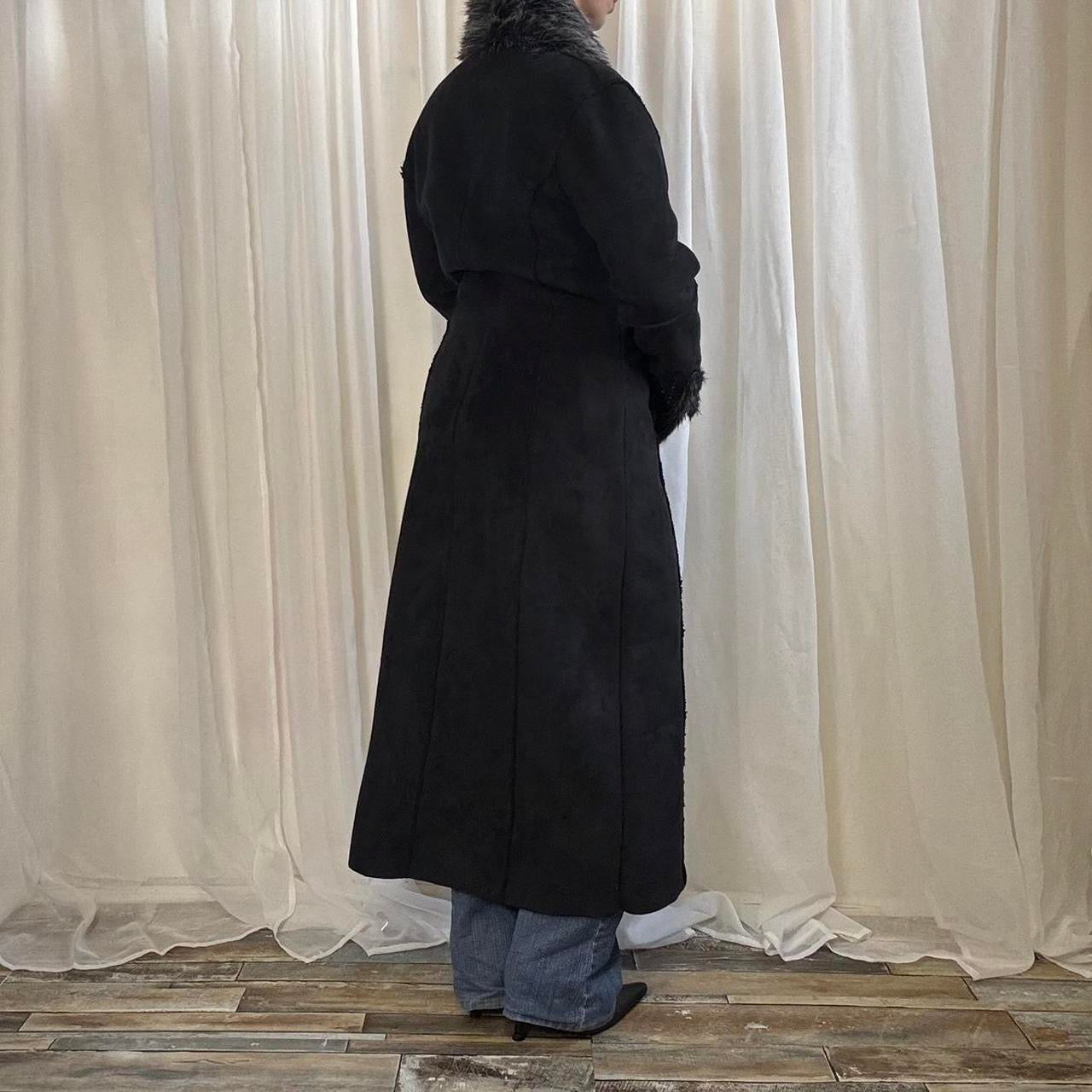 Y2K Morgan de Toi penny lane style coat black longline faux suede