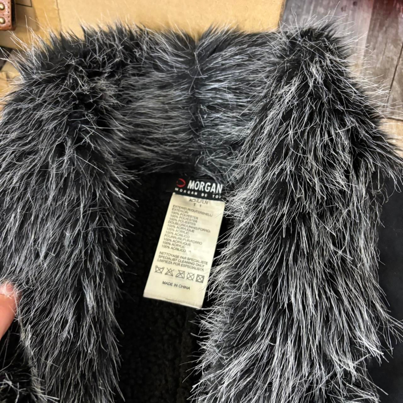 Y2K Morgan de Toi penny lane style coat black longline faux suede